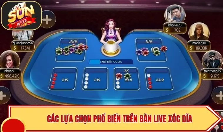 Live Xóc Dĩa SUNWIN - Đỉnh Cao Giải Trí, Không Lo Thao Túng 4 Các lựa chọn phổ biến trên bàn Live Xóc Dĩa