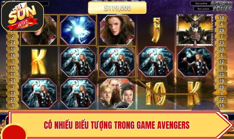 Avengers SUNWIN – Phiên Bản Slot Game 2026 Cực Chất 4 Có nhiều biểu tượng trong game Avengers tại SUNWIN