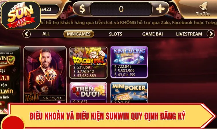 Điều Khoản Và Điều Kiện SUNWIN 2 Điều khoản và điều kiện SUNWIN quy định đăng ký