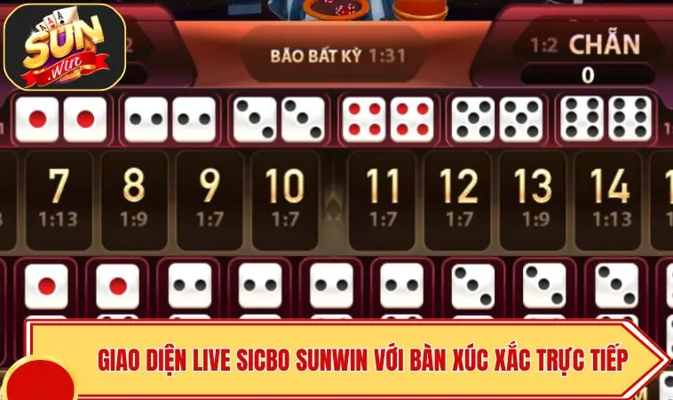 Live Sicbo SUNWIN - Hướng Dẫn Bí Quyết Chơi Ổn Định 2 Giao diện Live Sicbo SUNWIN với bàn xúc xắc trực tiếp