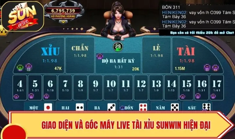 Live Tài Xỉu SUNWIN | Sảnh Cược Đẳng Cấp Thượng Lưu 2 Giao diện và góc máy Live Tài Xỉu SUNWIN hiện đại