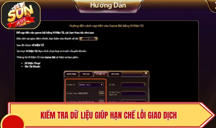 Nạp Tiền SUNWIN 3 Kiểm tra dữ liệu giúp hạn chế lỗi giao dịch